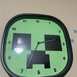 Minecraft Modern Green and Black Minimalist Wall Clock